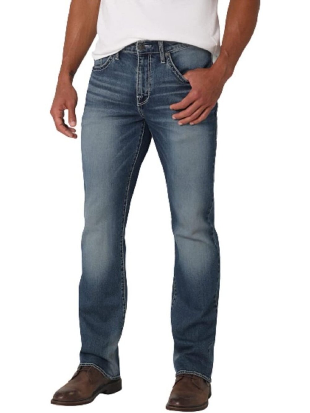 Stylish Men's Mid-Rise Bootcut Jeans - Comfortable Fit, Versatile Denim Pants